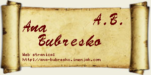Ana Bubreško vizit kartica